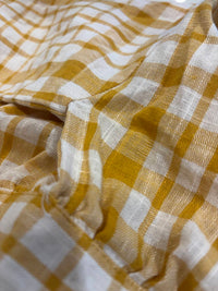 Joy Joy checkered crop top in mustard - women's shirt - alternate view