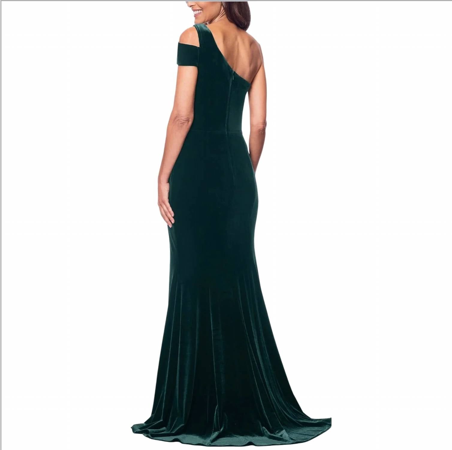 Betsy & Adam - One-shoulder Velvet Mermaid Gown