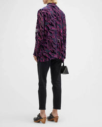 Johnny Was Justine Notched Collar Duster in purple and black - women's jacket - view 4