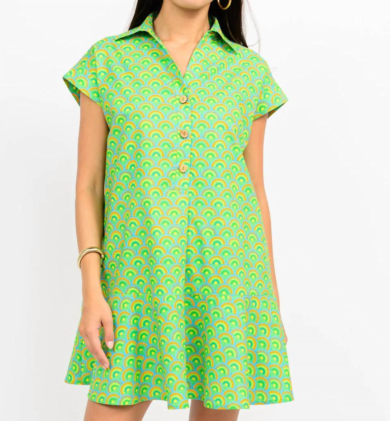 Ivy Jane Women's Over The Rainbow Dress in lime - women's dress - detail view