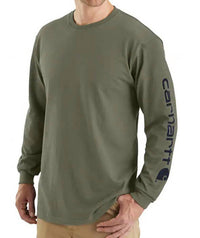 carhartt Men's Loose Fit Heavy Long Sleeve Logo Tee in dusty olive - men's long sleeve top