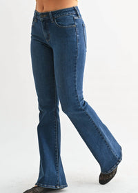 JUST BLACK DENIM Jess Mid Rise Flare Jeans in blue - women's jeans - detail view