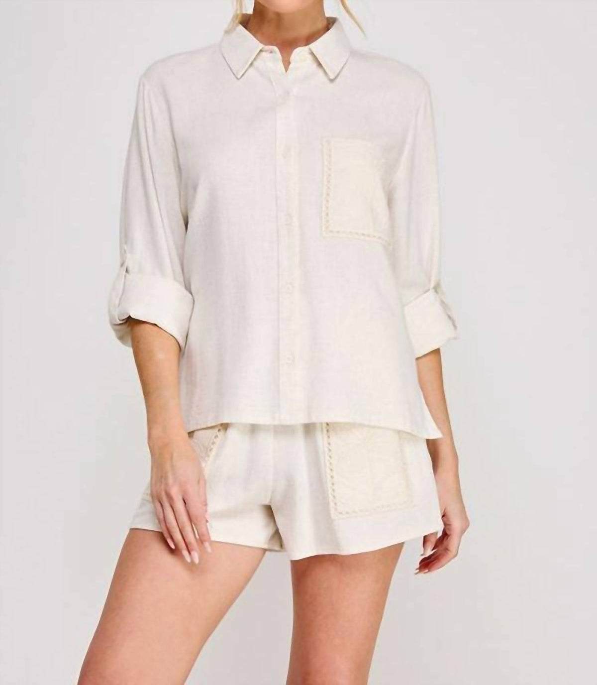 Allie Rose - Button Down Textured Top