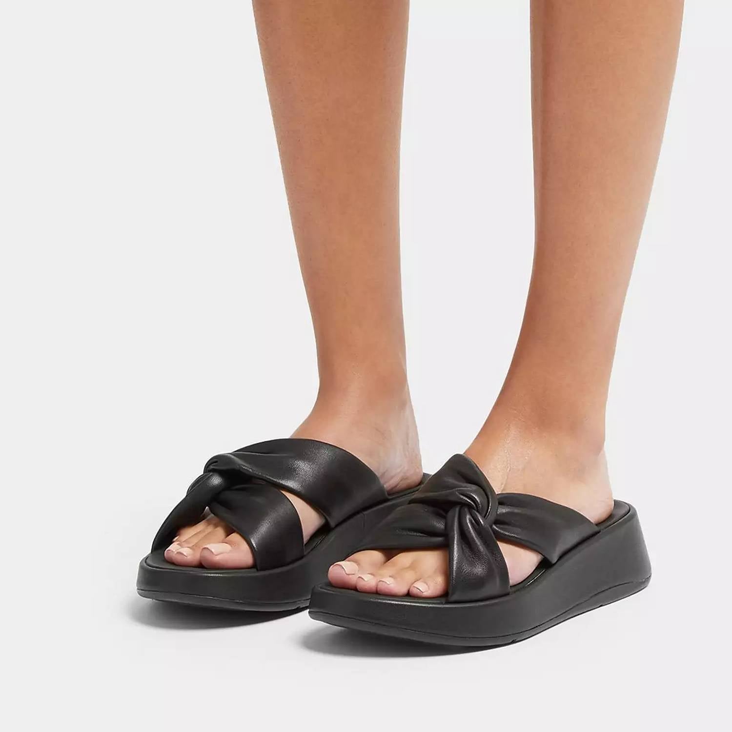 Fitflop - Women's Leather-twist Flatform Slide Sandal