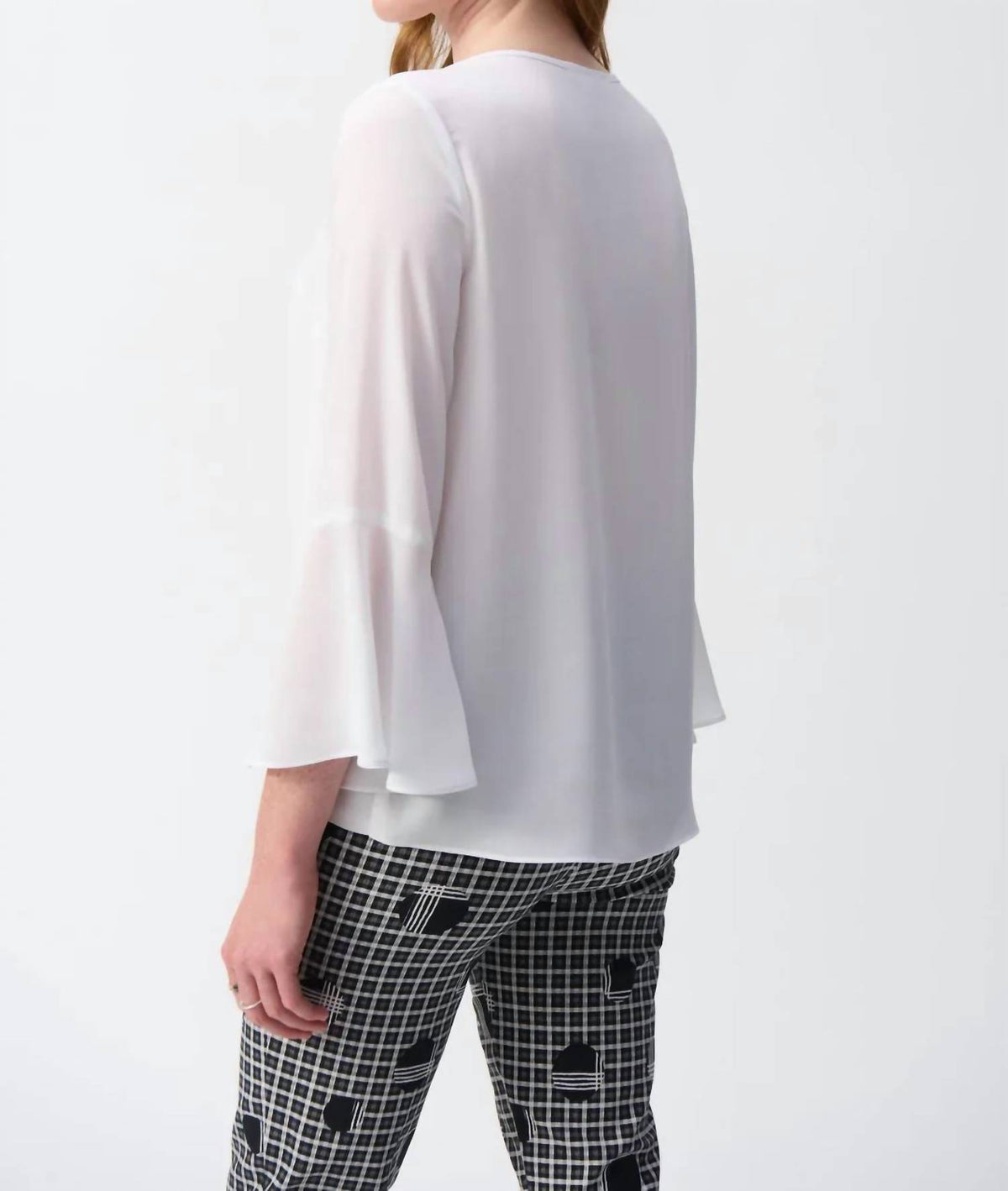 Joseph Ribkoff - Crew Neck Hi-low Three Quarter Bell Sleeves Top