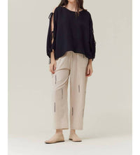Grade & Gather - Open Tie Sleeves Gauze Top