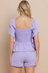 Tcec - Peplum Style Ahort Sleeve Romper