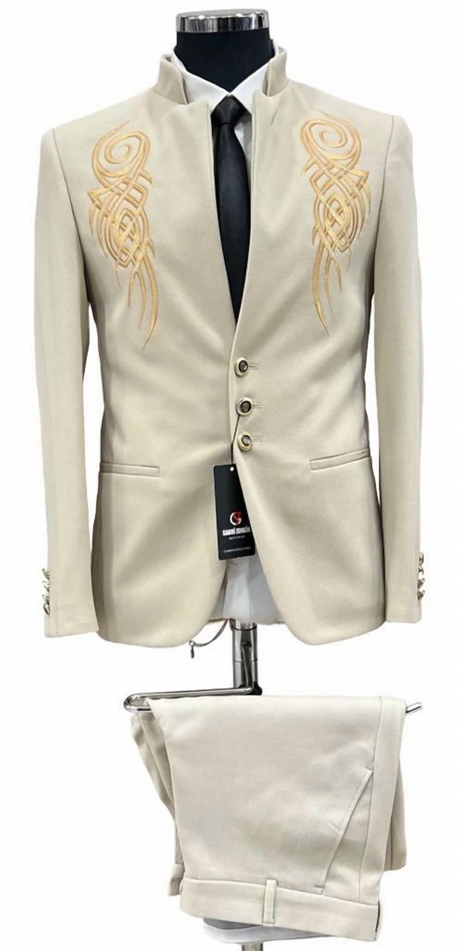 United Garments - Men’s Textured Slim Fit Short Blazer Jacket