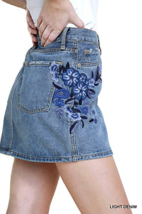 Umgee - Floral Embroidered Mini Skirt