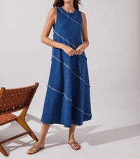 Lysse Mirabella Fringed Midi Denim Dress in mid wash - women's dress - view 6