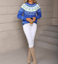 Anna-Kaci - Floral Fair Isle Knit Sweater
