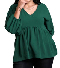 Umgee - V-neck Babydoll Top