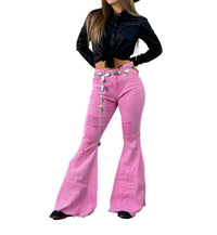 Lucky & Blessed Stone Wash High Rise Flares Jeans in pink - women's jeans - view 5