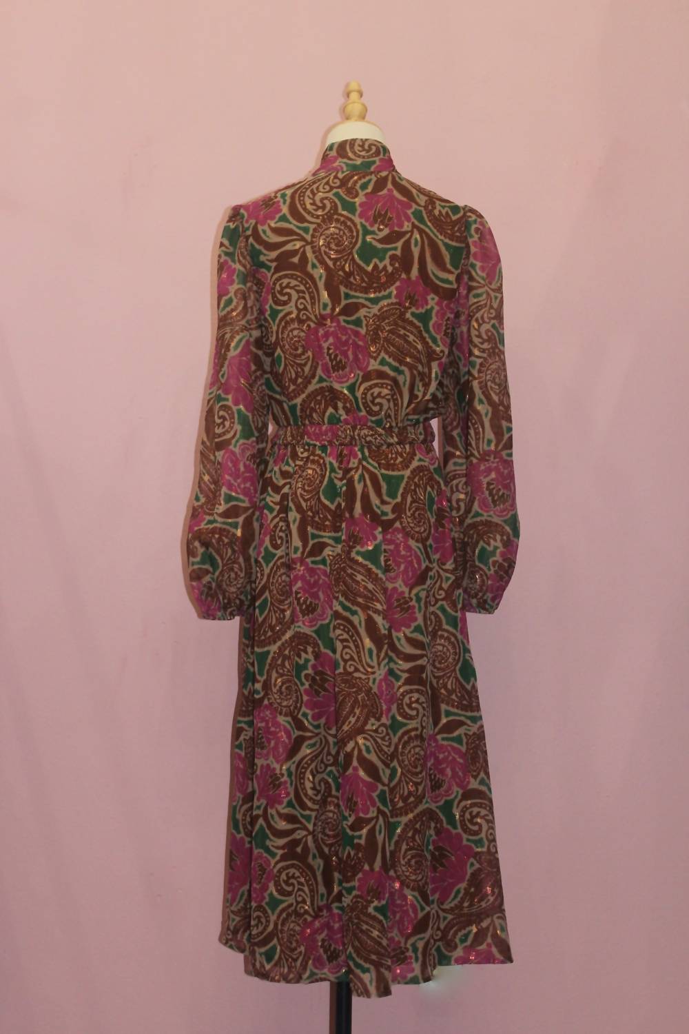 FLYING TOMATO A Printed Woven Midi Dress in green brown - women's dress - detail view