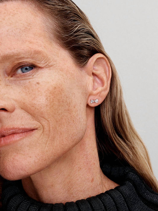 Pandora - Women's Sparkling Bow Stud Earrings