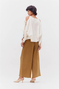 Grade & Gather - Open Tie Sleeves Gauze Top