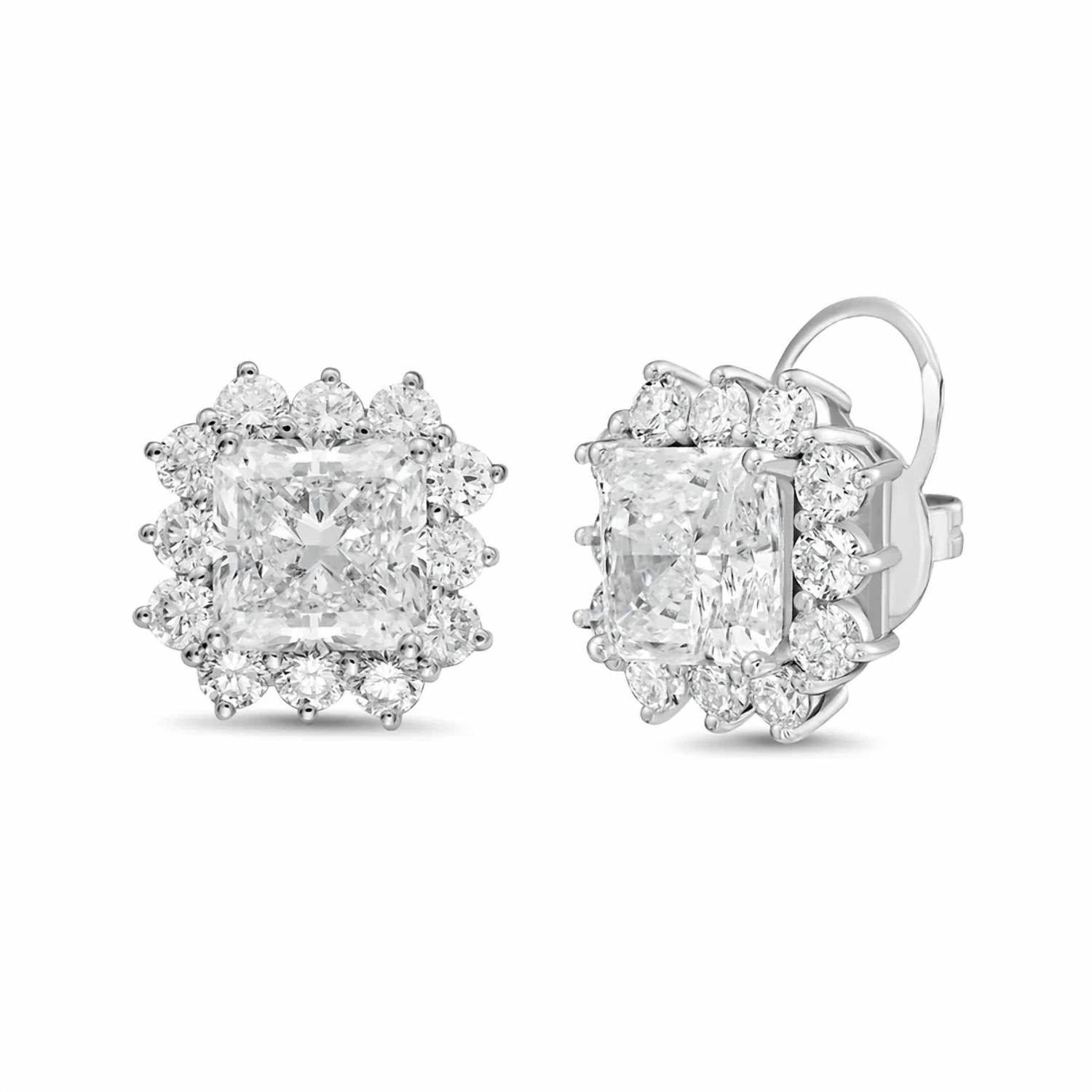 Diana M Jewels - Women's Radiant Lab-Grown Diamond Stud Earrings (12.00 Ct TCW) - Luxe
