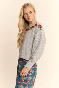 Davi & Dani - Holly Wreath Knit Sweater Top