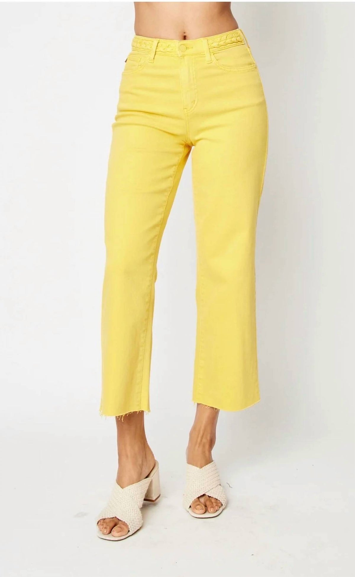 Judy Blue - High Waist Braided Capri Crop Pant