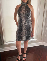 Ariella - Snake Print Halter Dress