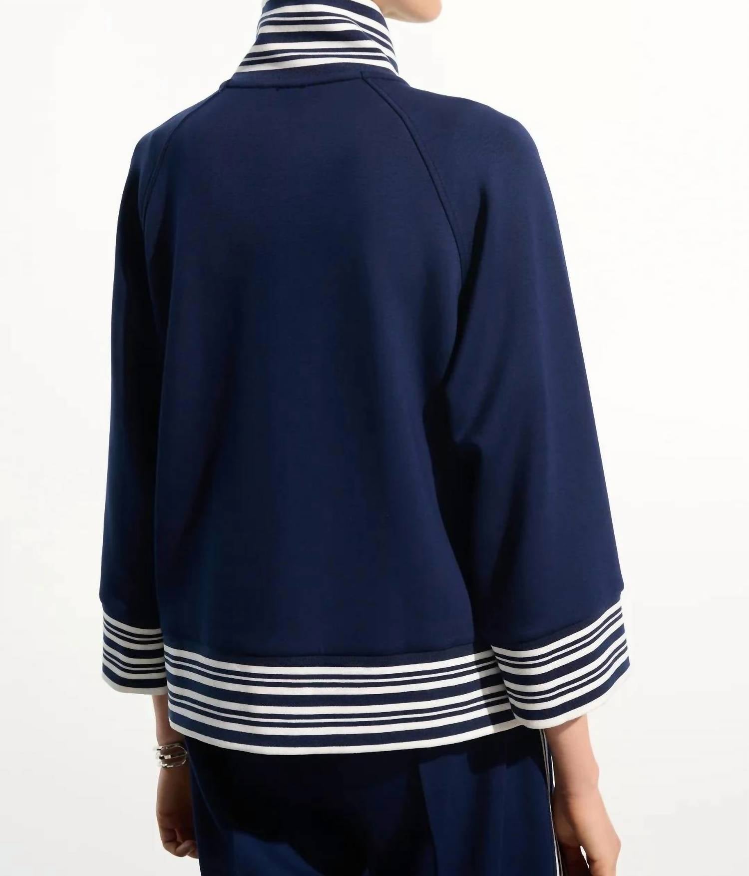 Joseph Ribkoff - Striped Zip Up Boxy Jacket