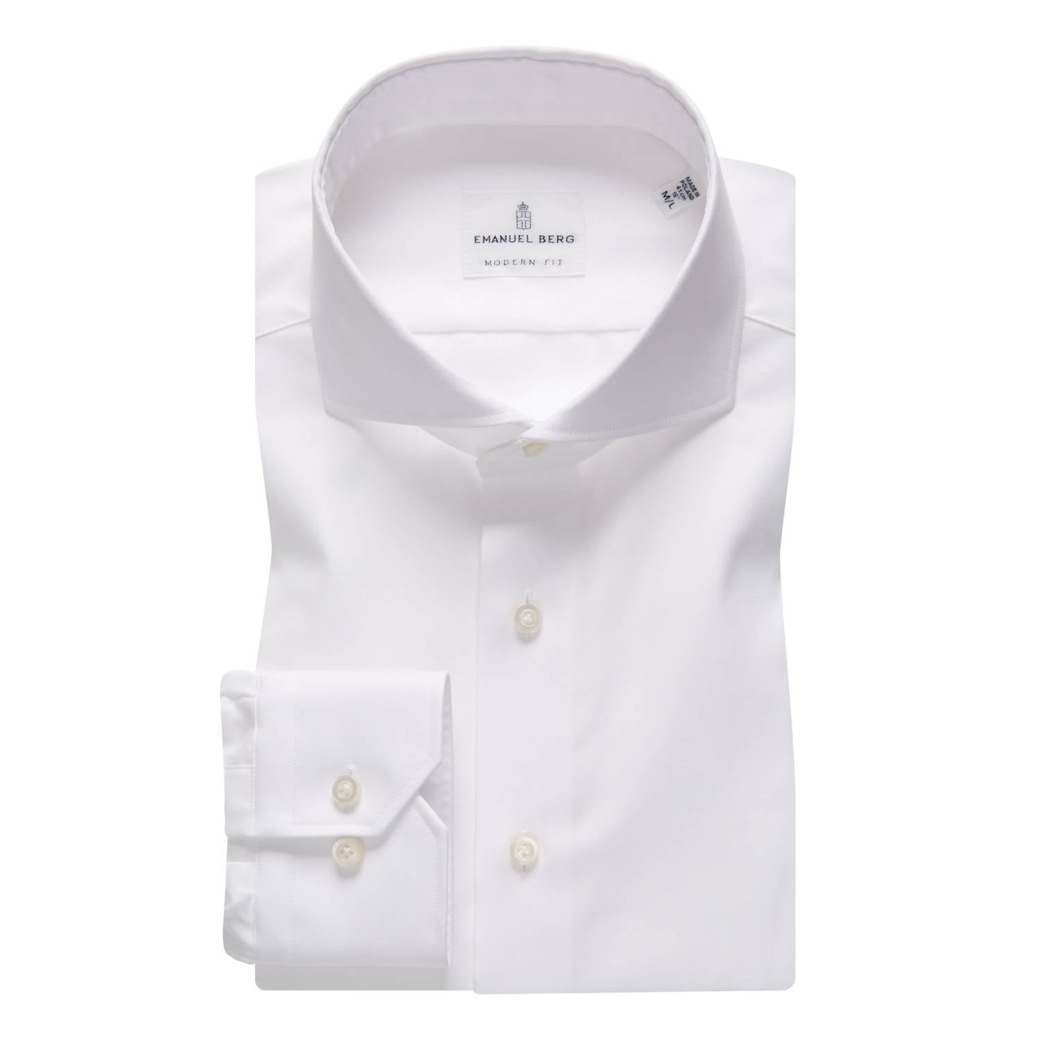 Emanuel Berg Men's Traveller Dress Shirt in white - men's long sleeve top