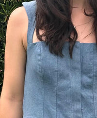 Sky To Moon - Denim Back Tie Mini Dress