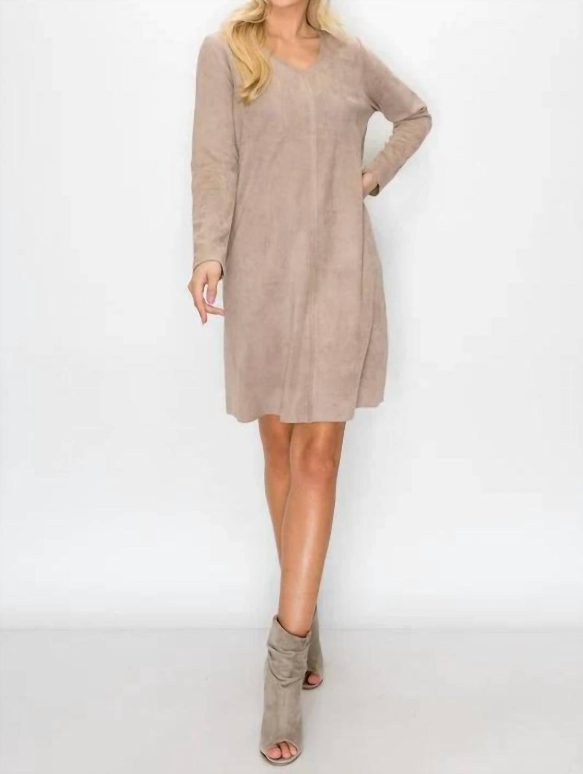 Joh - Aurora Suede V Neck Dress With Pockets
