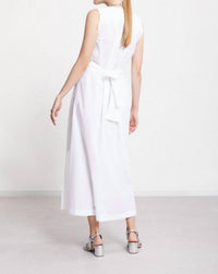 Ottod'ame Poplin V-neck Long Dress in bianco - women's dress - alternate view