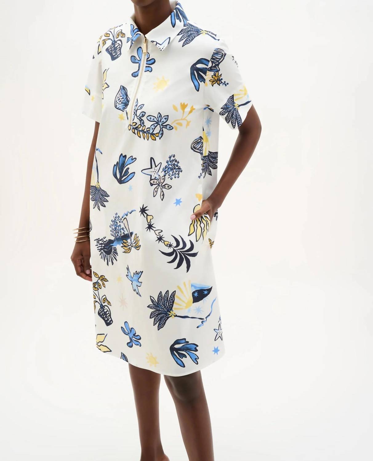 Joseph Ribkoff - Tropical Print A-line Shirt Dress