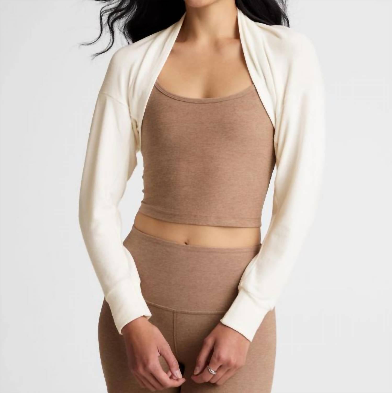 BEYOND YOGA Duet Two-way Convertible Shrug in fresh snow - women's sweater - alternate view