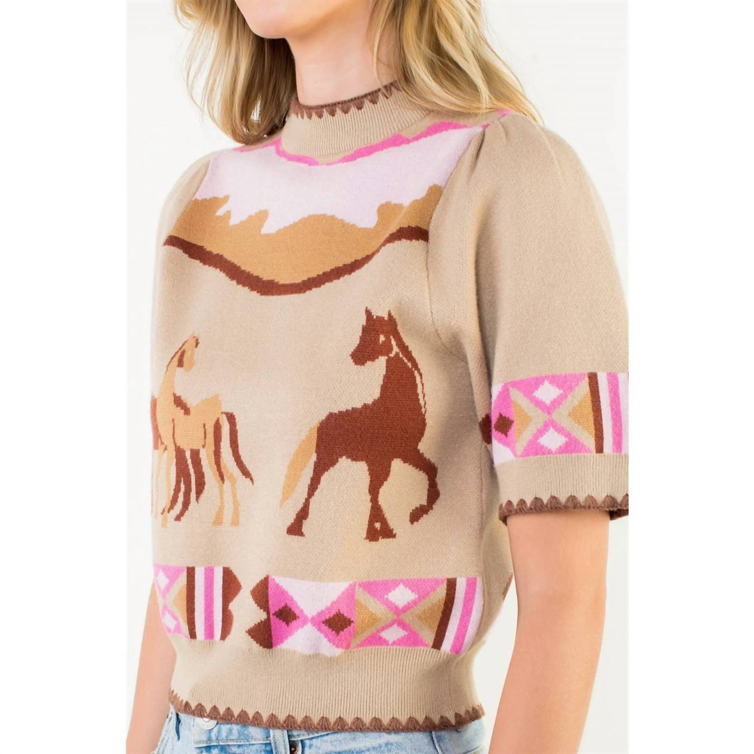 Thml - Western - Inspired Short Sleeve Sweater
