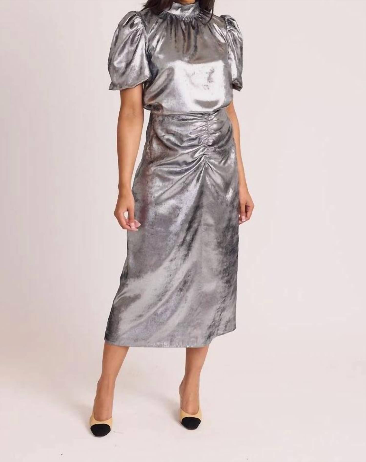 S'edge Carmen Top in metallic - women's blouse - detail view