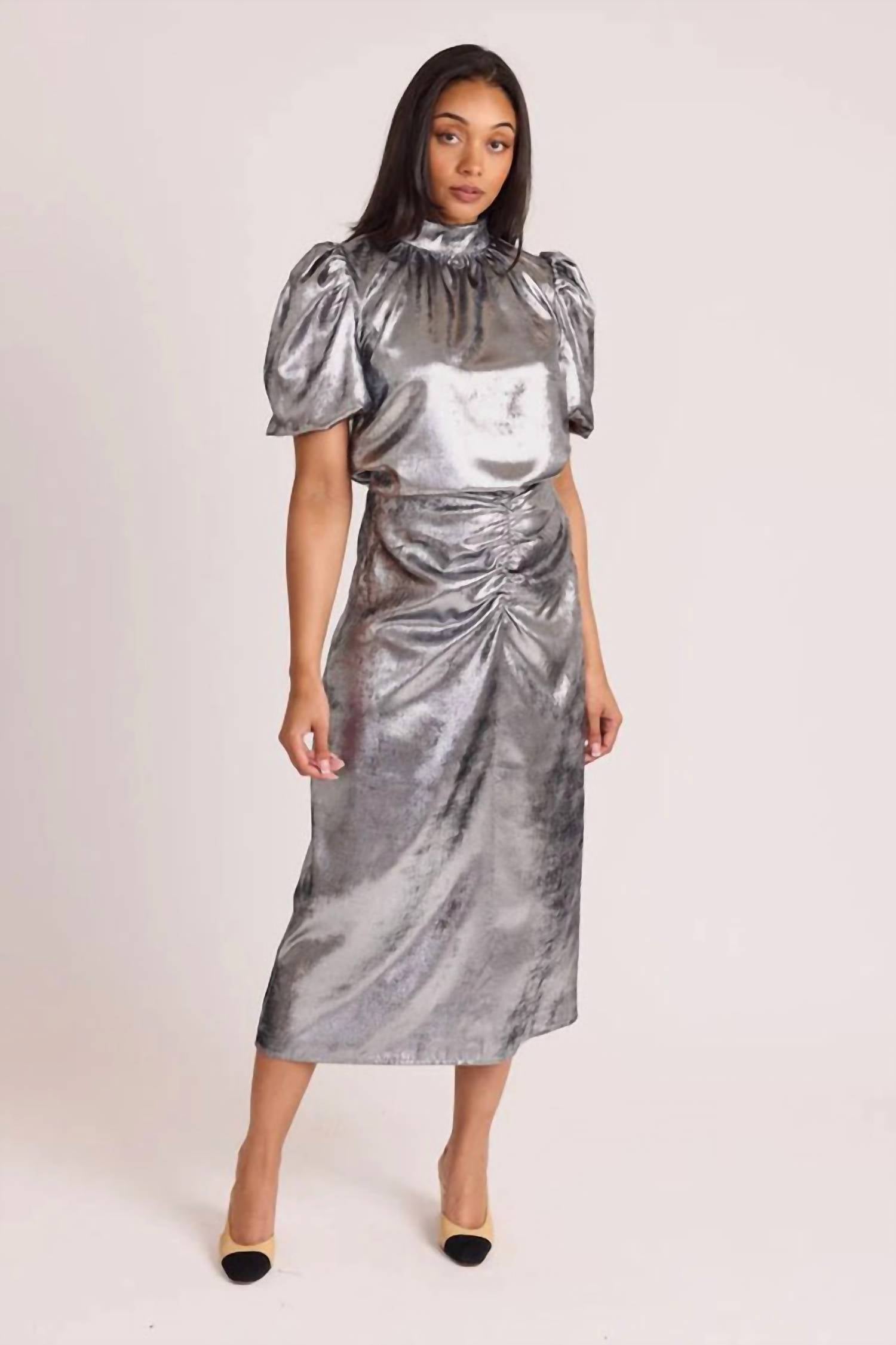S'edge Carmen Top in metallic - women's blouse - alternate view