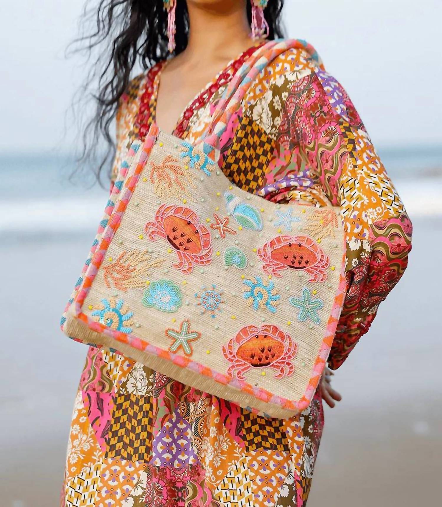 America & Beyond - Crab Shell Embelished Tote Bag