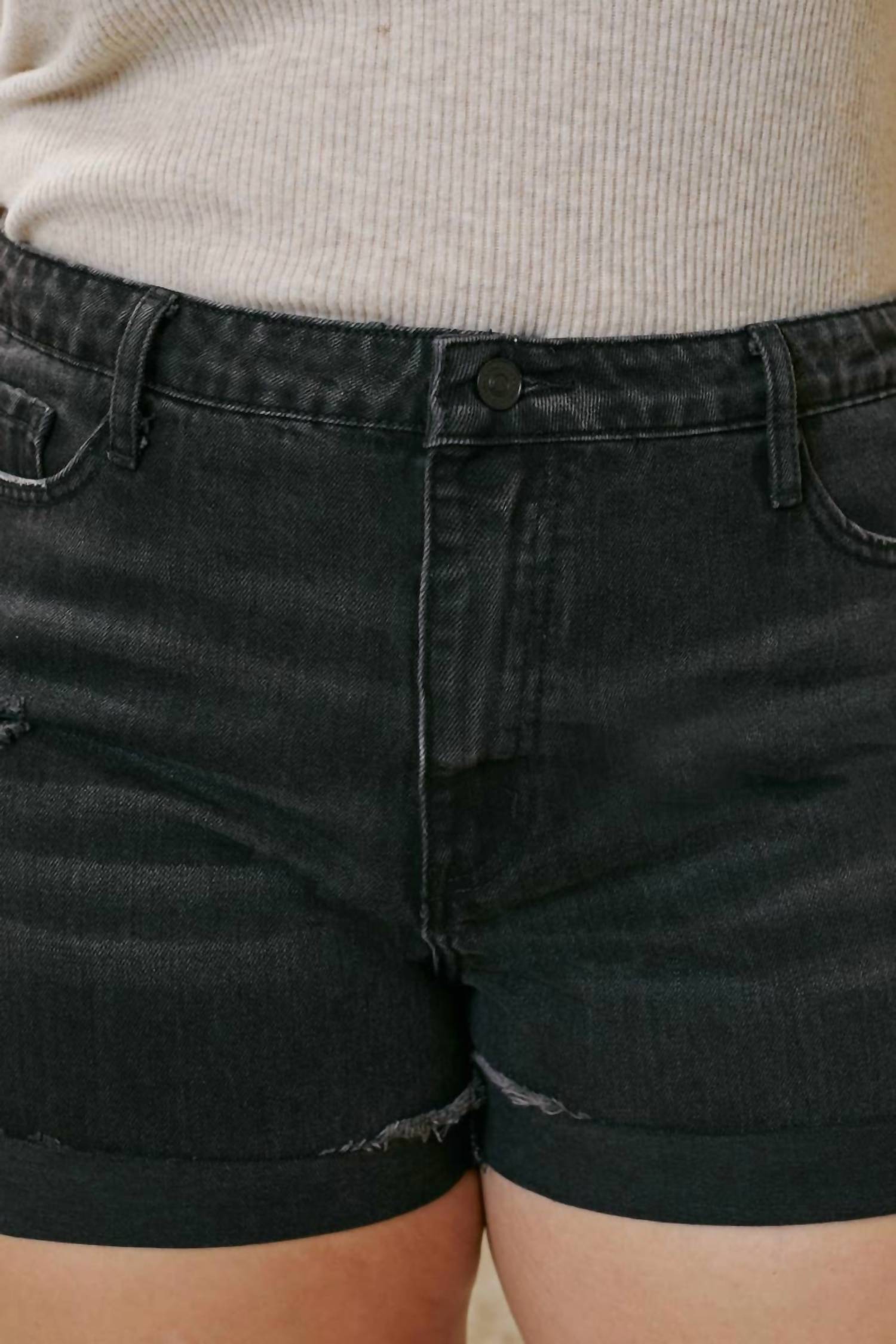 Kancan - High Rise Denim Shorts - Plus