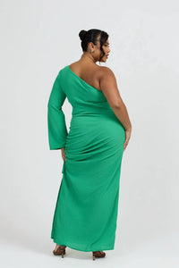 Fashion Szn Curve - One Shoulder Flare Sleeve Maxi Dress - Plus Size