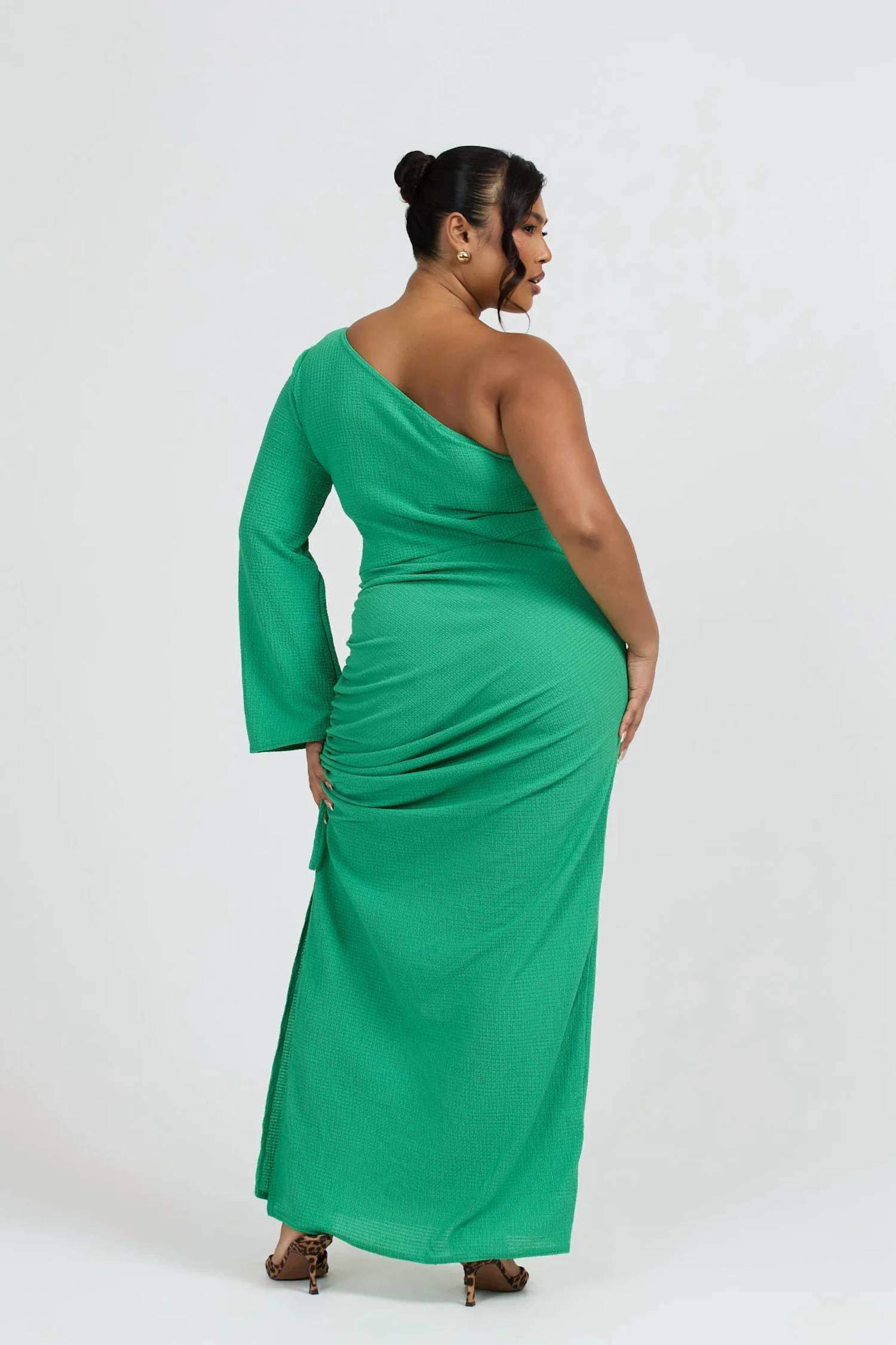 Fashion Szn Curve - One Shoulder Flare Sleeve Maxi Dress - Plus Size
