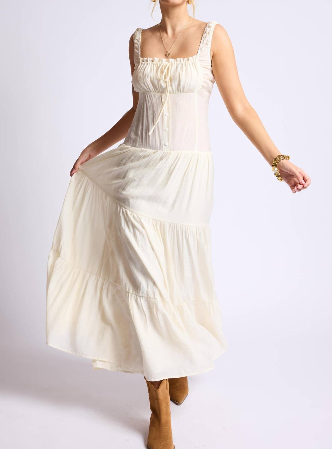 Sage The Label - Light A Fire Crinkled Maxi Dress