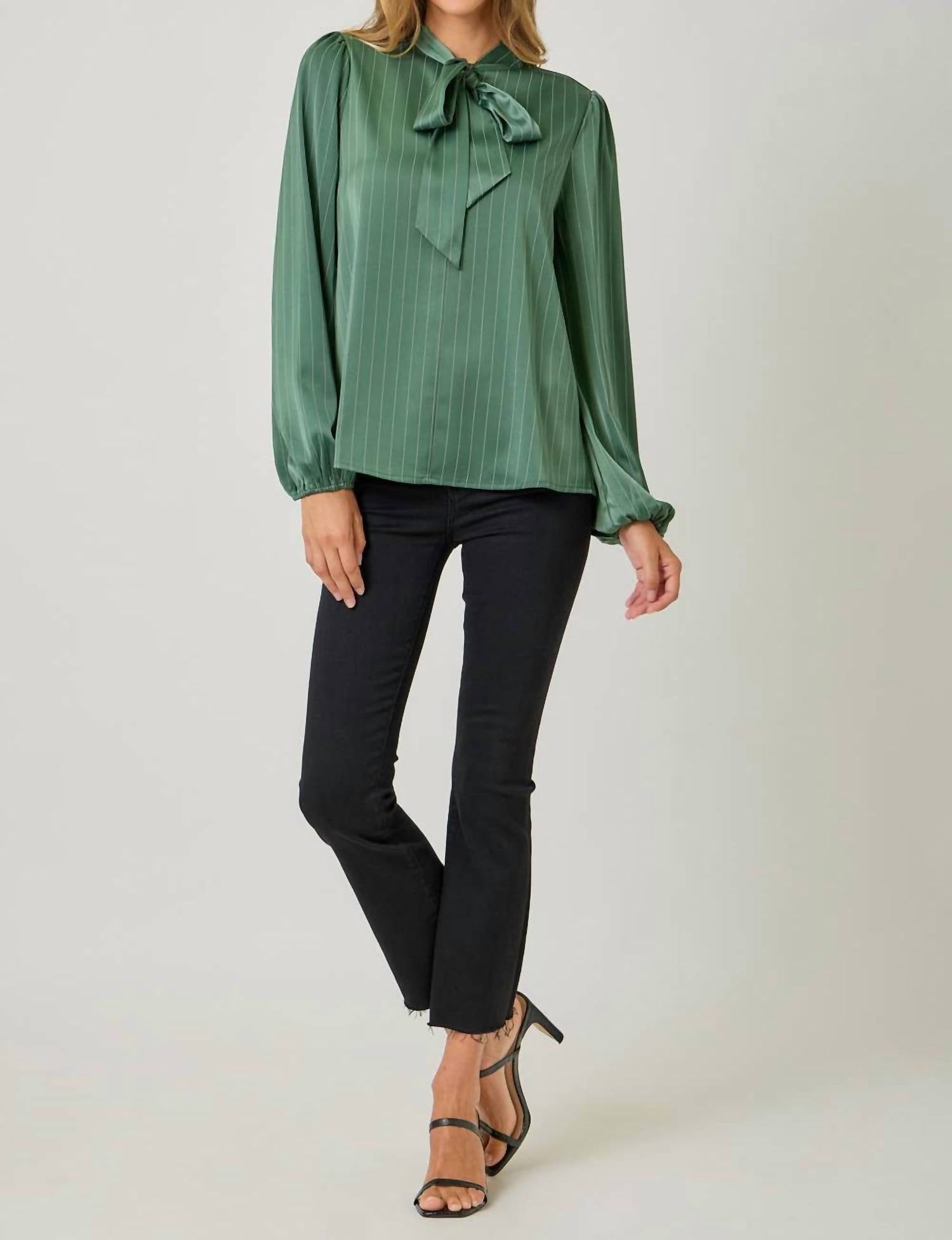 Mystree - Ribbon Tie Stripe Shirt