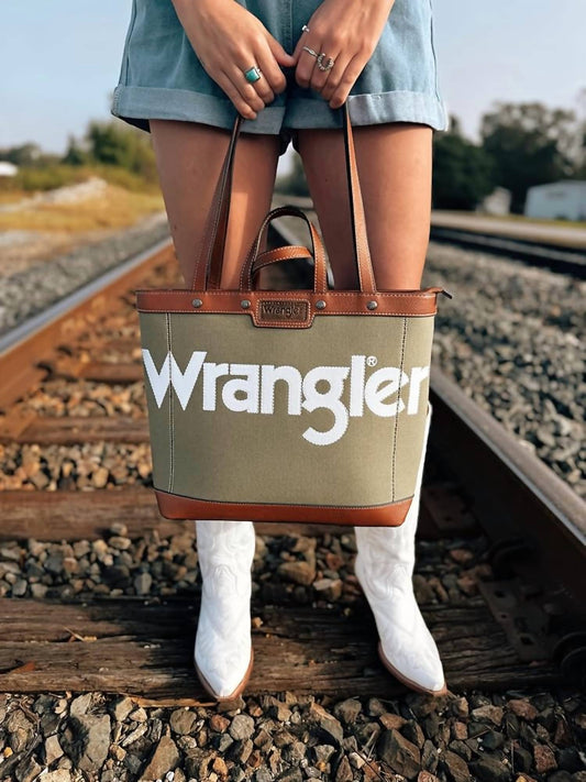 Wrangler - Canvas leather tote bag