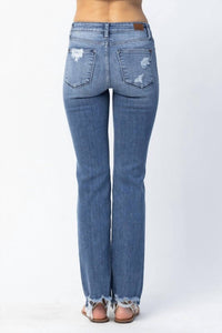 Judy Blue - Destroyed Straight Mid Rise Jeans