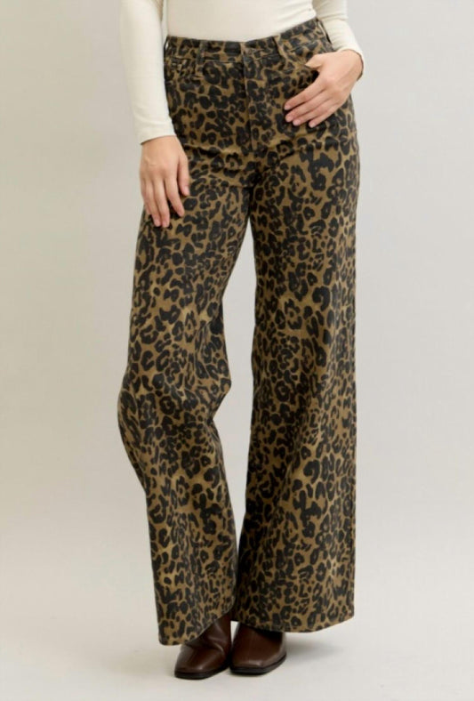 Judy Blue - Leopard Print Wide Leg Jeans