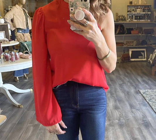 Shewin Inc. - One Shoulder Trumpet Sleeve Top