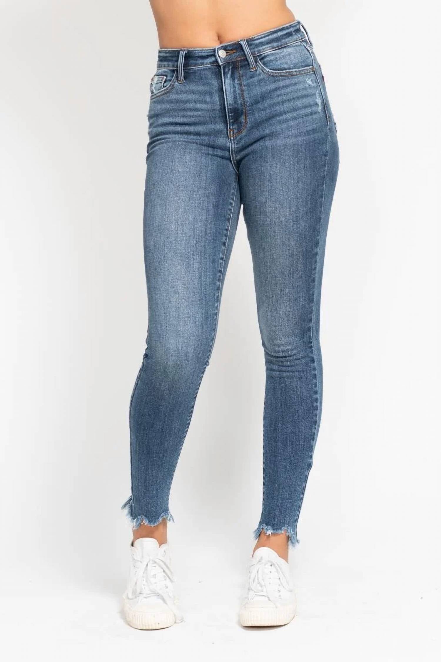 Judy Blue - Destroy Sharkbite Hem High Waist Skinny Jeans