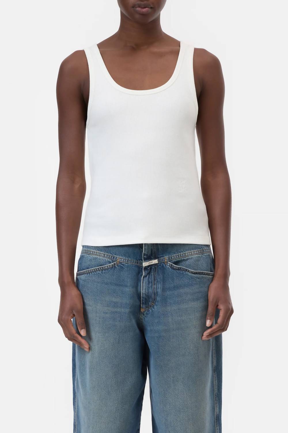 CLOSED Classic Tank Top in ivory - women's tank top - detail view