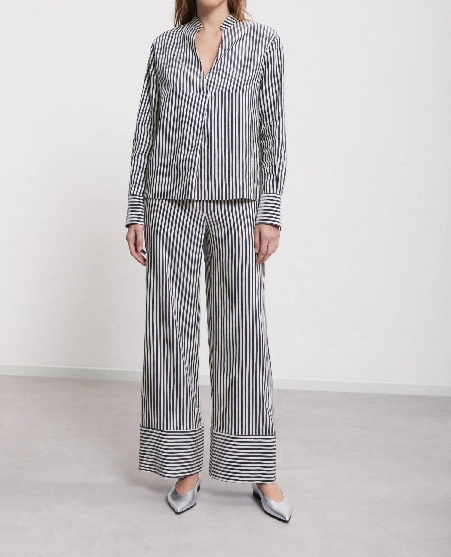 Ottod'Ame - Linen Palazzo Trousers Striped Pants