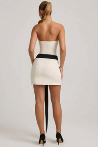 Oh Polly - Strapless Bow-detail Mini Dress