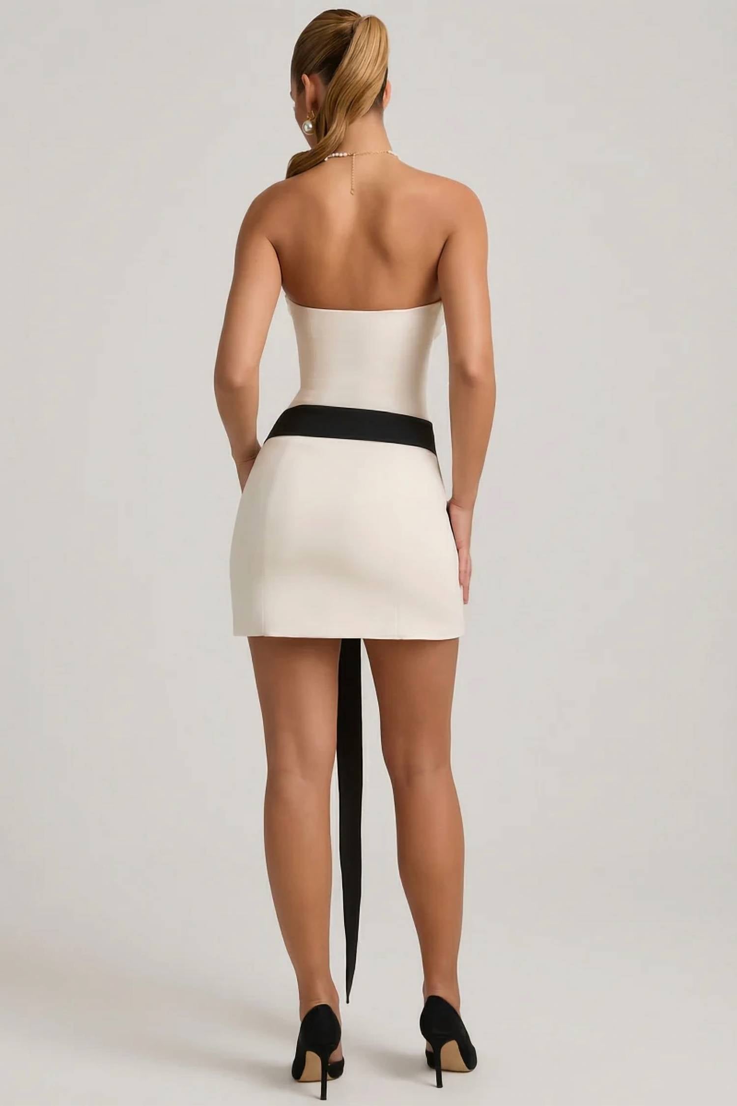 Oh Polly - Strapless Bow-detail Mini Dress
