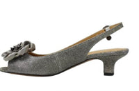 J. Renee Women's Leonelle Slingback Pumps in pewter glitter - women's heels - detail view